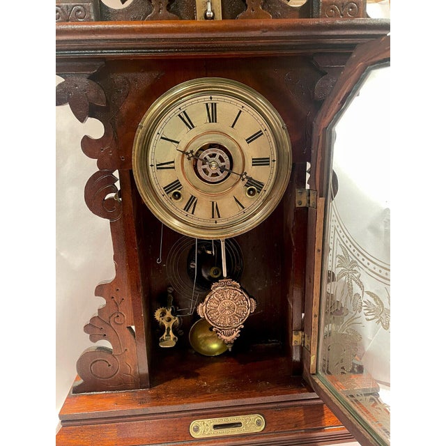 Ingraham “Pansy” Victorian Mantel Clock With Alarm & Thermometer Chairish
