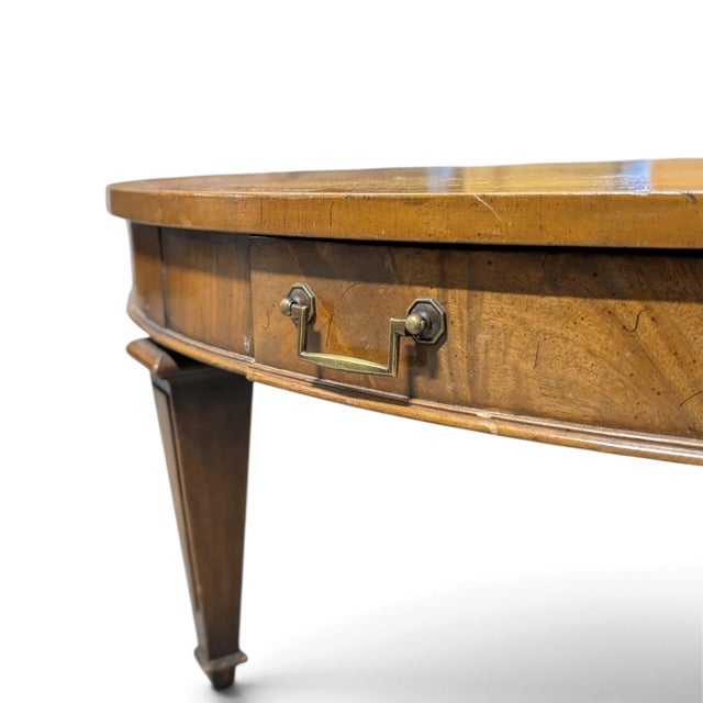 Brown Circa 1957 Heritage Round Mahogany Coffee Table With Drawer For Sale - Image 8 of 18