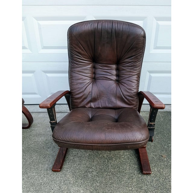 MCM Westnofa Scandinavian "The Panter" Lounge Chair & Ottoman Made in Norway & Designed by the Legendary Arnt Lande. For Sale - Image 12 of 12