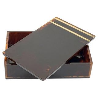 Mid-Century French Acrylic Glass & Brass Jewelry Box by Christian Dior, 1970 For Sale
