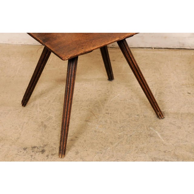 Early 19th C. Pair of Carved-Column Back Wooden Hall Chairs For Sale - Image 9 of 10