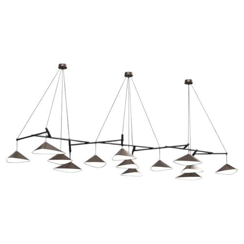 Emily Group of Thirteen Chandelier in Steel with Bronze Finish by Moss Objects For Sale - Image 9 of 9