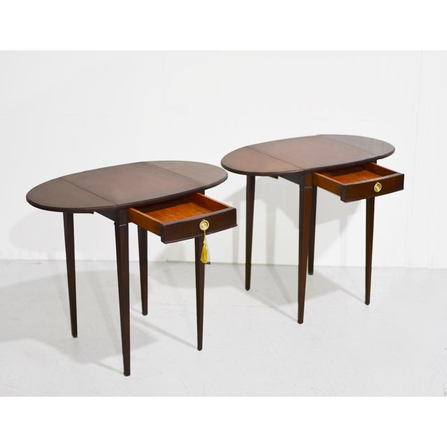Wood Mid Century Traditional Tapered Leg Flip Top Tables - A Pair For Sale - Image 7 of 12