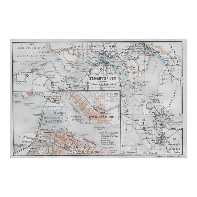 1909 Upper Peninsula of Michigan Antique Map For Sale