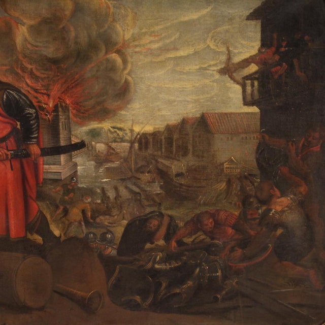 17th Century The Sacking of the City, 1670, Oil on Canvas For Sale - Image 5 of 16