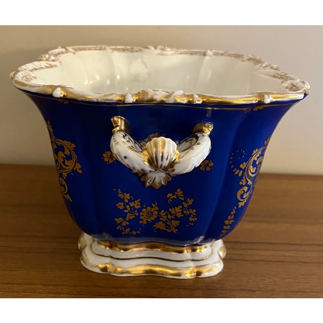 Antique 19th Century French Paris Porcelain Rectangular Cache Pot Planter Jardiniere For Sale - Image 4 of 12