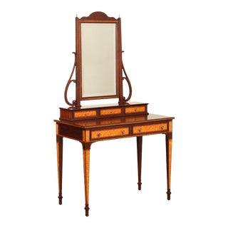 Henkel Harris Federal Inlaid Mahogany Dressing Vanity w. Mirror For Sale