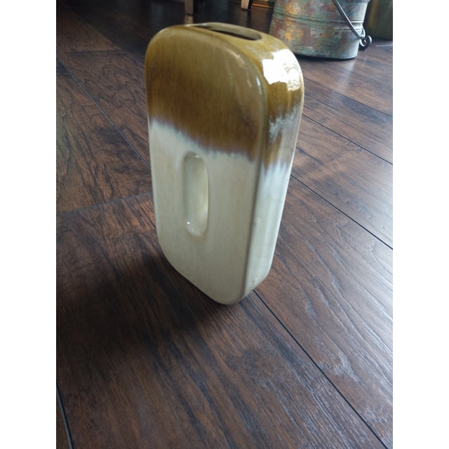 Vintage Cream & Brown Vase For Sale - Image 10 of 10
