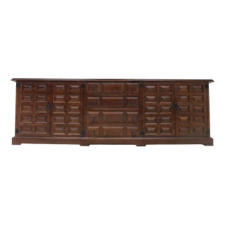 Vintage Brutalist Spanish Credenza, 1970s For Sale