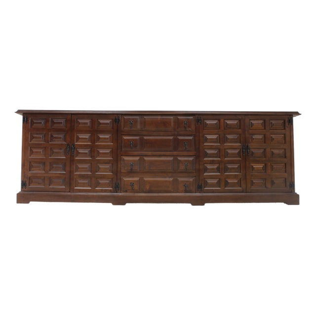 Vintage Brutalist Spanish Credenza, 1970s For Sale