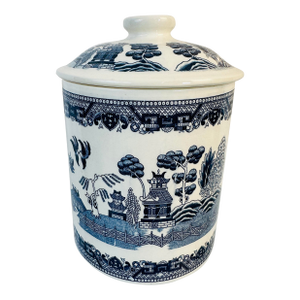 Vintage Chinoiserie Blue and White Canister