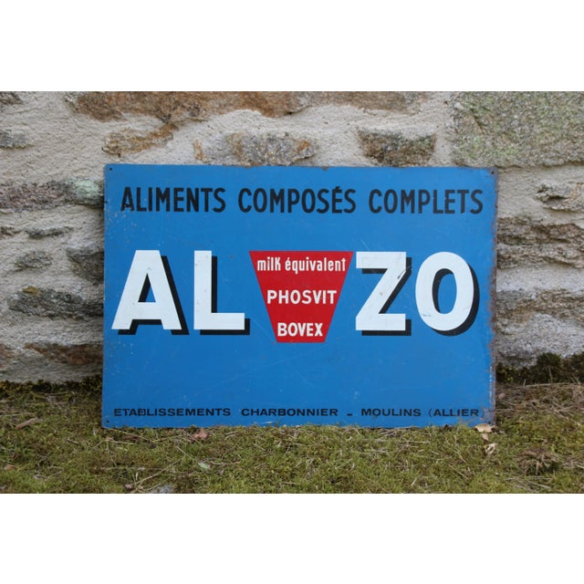 French Blue Metal Wall Sign, 1950s For Sale - Image 4 of 4