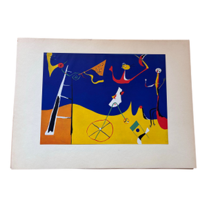 After Joan Miro, Circus. Limited Edition 1940s Chromolithograph Printed in Switzerland