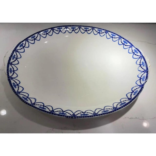 Early 20th Century Antique Blue & White Serving Platter For Sale - Image 11 of 12