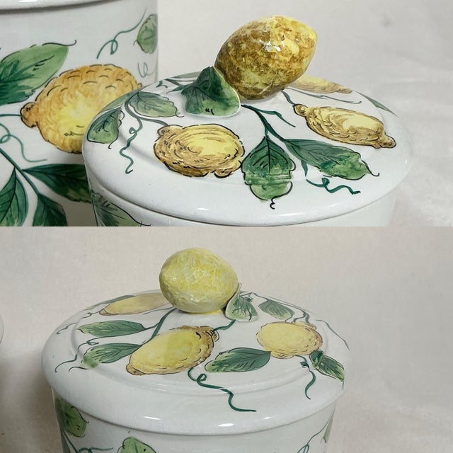 Yellow Vintage 4 Piece Lemon Container Canister Set, Italy For Sale - Image 8 of 12
