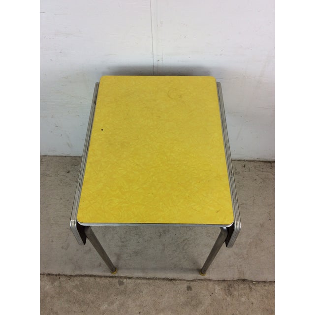 Mid Century Modern Small Yellow Formica Top Table With Two Drop Leafs For Sale In Philadelphia - Image 6 of 12