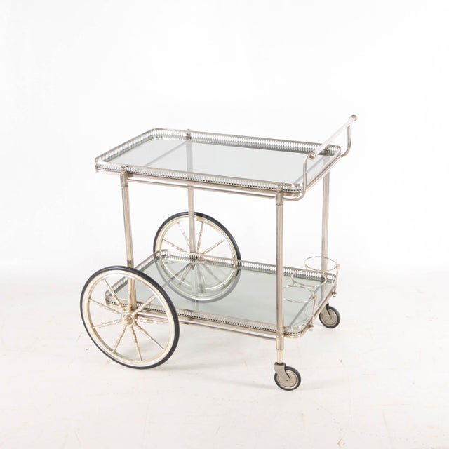 Silver-Plated Metal Serving Cart, 1970s For Sale - Image 9 of 18