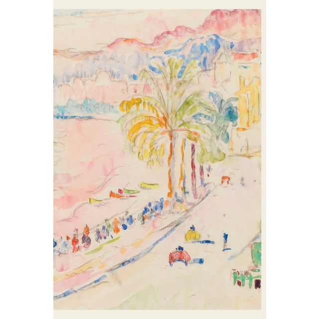 Nice Promenade Des Anglais French Riviera Watercolor Art Print by Paul Signac — 12" X 8" For Sale In Buffalo - Image 6 of 7