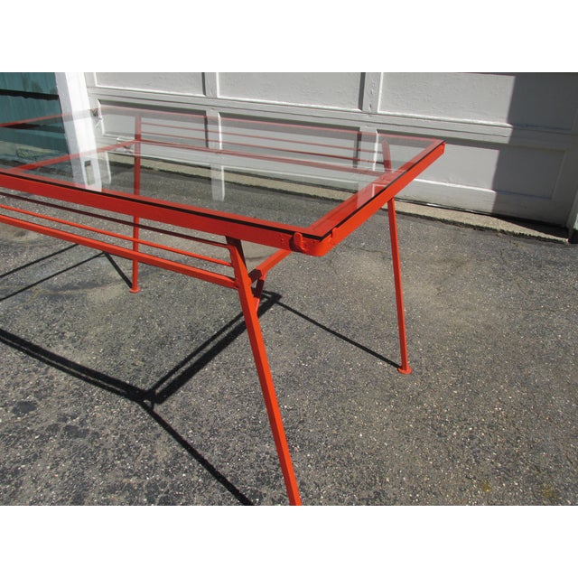 1960s 1960s Modernist Painted Steel and Glass Dining Table in the Style of Milo Baughman For Sale - Image 5 of 7
