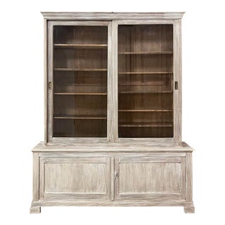 Antique Neoclassical Whitewashed Pharmacy Display Case ~ Bookcase For Sale