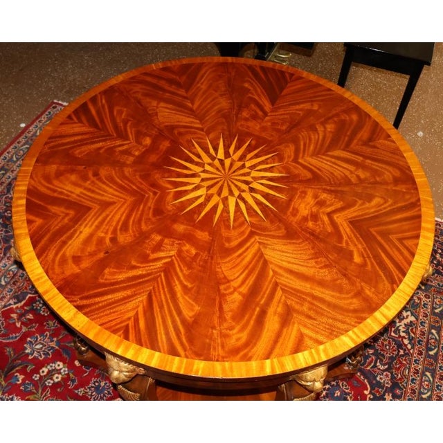 Traditional Maitland Smith Flame Mahogany Inlaid Lion Carved Center Table For Sale - Image 3 of 10