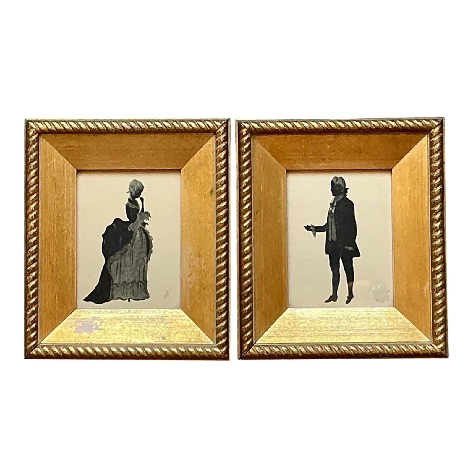 Vintage Silhouette Portraits in Gold Frames - Pair | Chairish