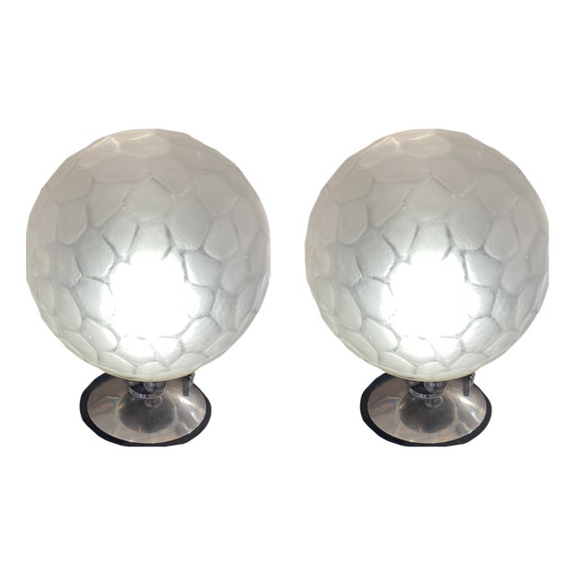 Vintage Art Deco Glass Lamps, 1920s, Set of 2 For Sale