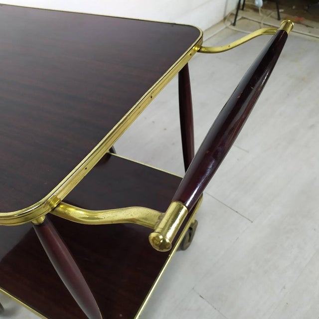 Vintage Brass Service Trolley, 1950s For Sale - Image 17 of 18