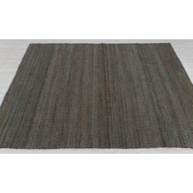 Grey Solid Handwoven Premium Natural Jute Yarn Flatweave Rug 8x10 Ft. For Sale - Image 6 of 12