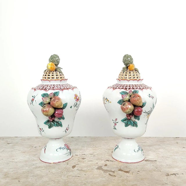 1960s Circa 1960 Large Italian Pottery Covered Jars, a Pair For Sale - Image 5 of 13