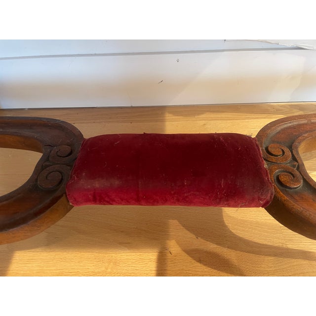 19th Century Antique French Writing Desk With Unusual Velvet Footrest For Sale - Image 10 of 17
