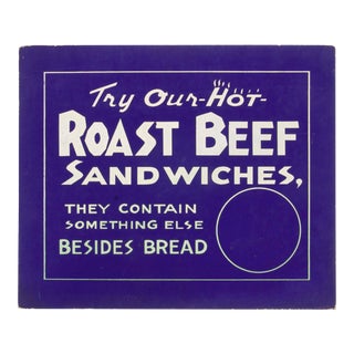Vintage Hot Roast Beef Sandwiches Sign For Sale