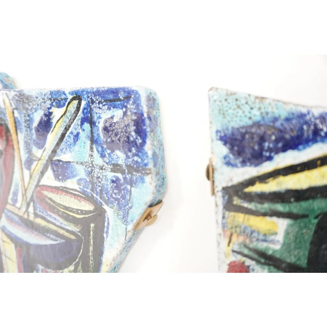 Large Italian Decorative Cocktail Bar Ceramic Tiles, 1950s, Set of 3, in Good conditions. Designed 1950 to 1959