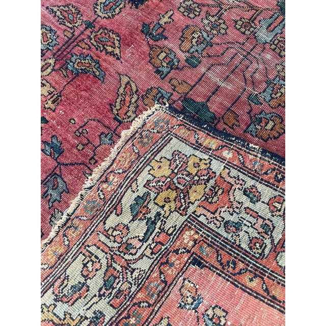 Coral Reef & Glacier, Arctic & Ice Blue Antique Lilihan Sarouk Rug 4.3 x 6.6 For Sale - Image 9 of 12