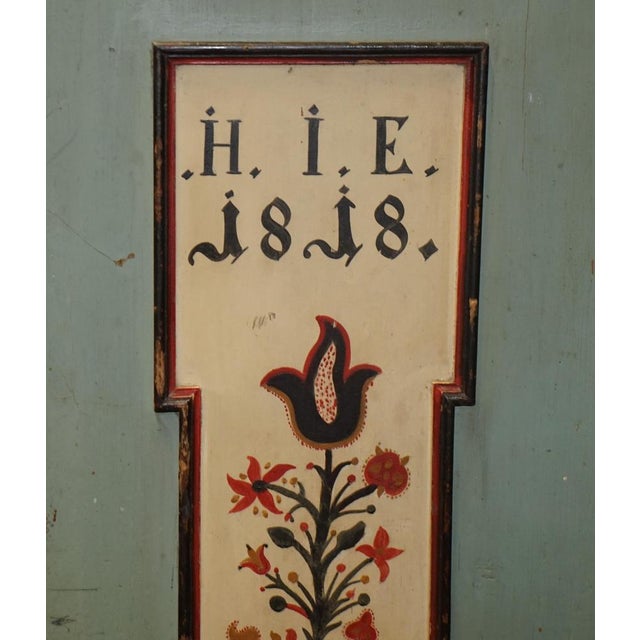 German Aqua Blue Hand Painted Marriage Wardrobe, 1818 For Sale - Image 10 of 18