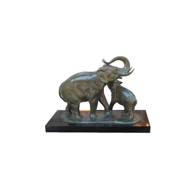 Elephant With Cub Bronze Sculpture by Irenée Rochard For Sale - Image 4 of 7
