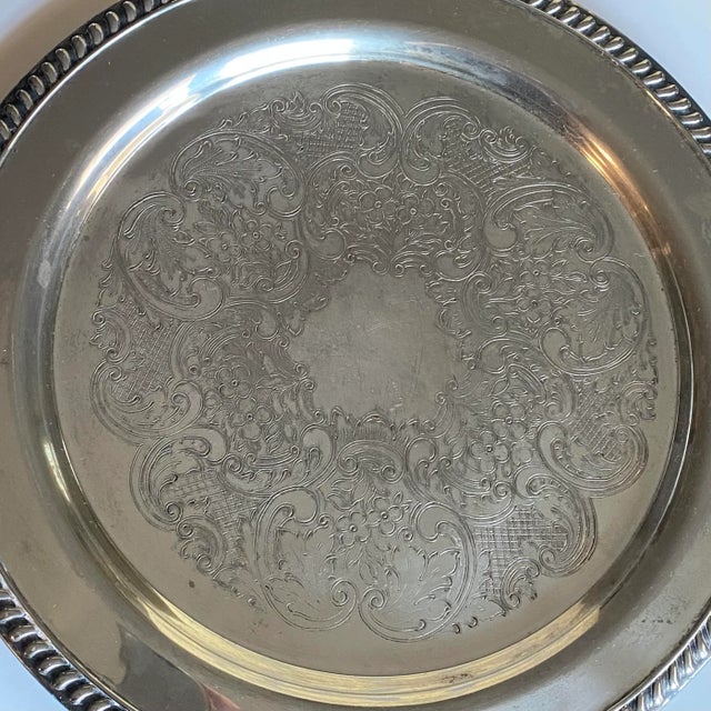 American Vintage 1950s Federal Silver Co. Silver Plate Serving Tray For Sale - Image 3 of 11