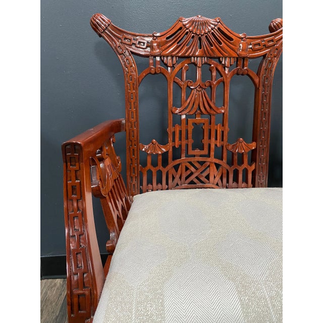 Chinese Chippendale Pagoda Settee For Sale - Image 9 of 11