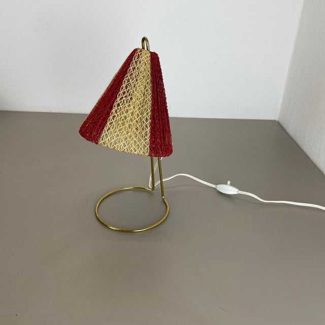 Brass & Fabric Table Light in the style of Kalkar, Austria, 1960s For Sale - Image 3 of 18