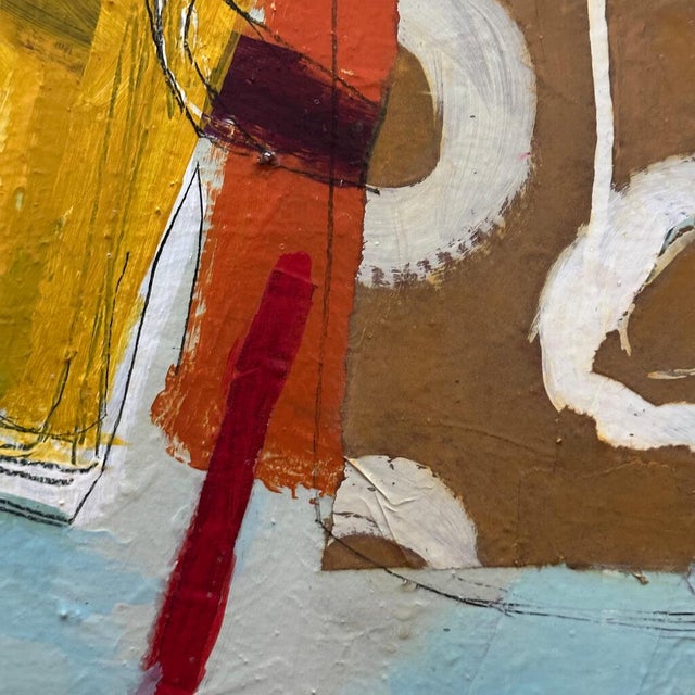 Christiane Corcelle "Playful Water Dreams 2" Mixed Media on Canvas, Abstract Still Life in Yellow, Aqua and Red, 2024 For Sale - Image 4 of 6