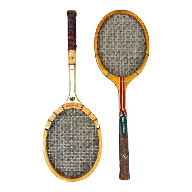 1960s Wooden Tennis Racket Pair For Sale