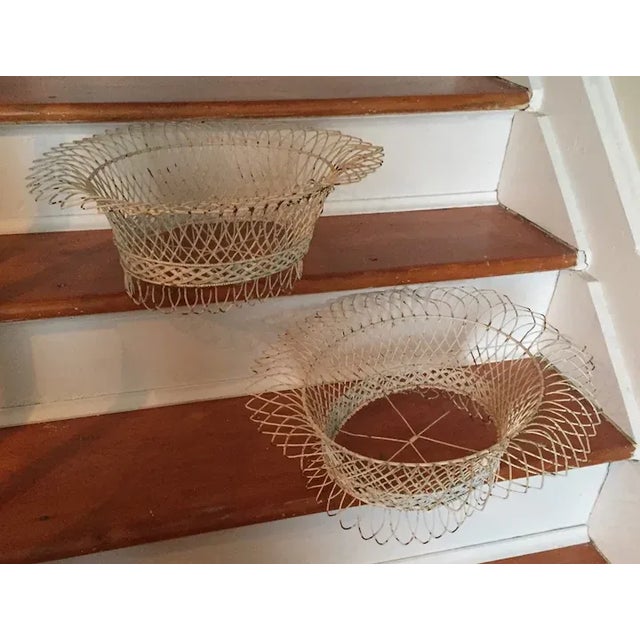 Victorian Antique 19th Century Victorian French Oval Wire Garden Baskets or Planters - A Pair For Sale - Image 3 of 13