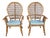 Pair of Mid 20th Century Coastal Style Boho Chic Bamboo & Rattan Peacock Arm Chairs For Sale