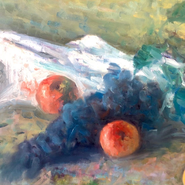 William Schultz, American Impressionist Fruits Oil Painting Vivid Apples and Grapes For Sale - Image 4 of 8