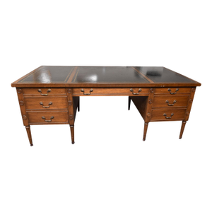 20th Century Tooled Leather Top Mahogany Partners Desk