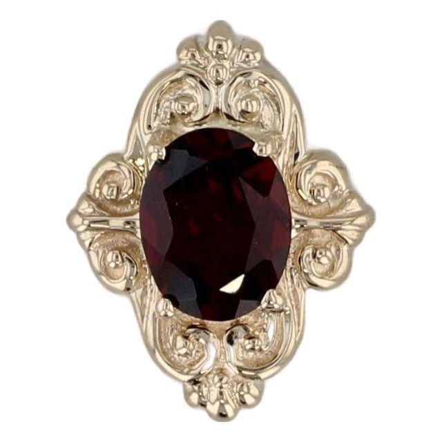 2.20ct Garnet Solitaire Slide Bracelet Charm 14k Gold Vintage Richard Klein For Sale