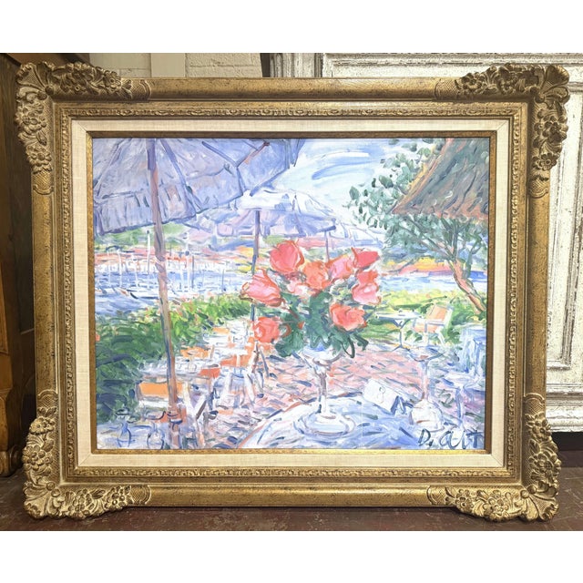 20th Century French Riviera Oil Painting “Déjeuner À Cap Ferrat” by Duane Alt For Sale In Dallas - Image 6 of 12