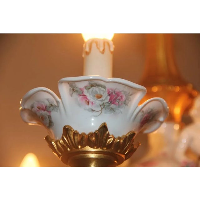 24-Carat Gold & Porcelain Chandelier, 1970s For Sale - Image 13 of 18