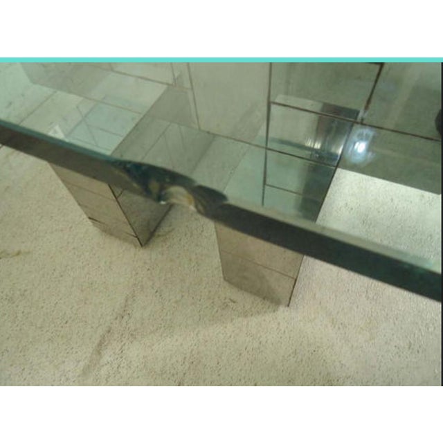 1970s Signed Paul Evans Cityscape Cocktail Coffee Table Chrome Mirror and Glass, an Original For Sale - Image 9 of 10