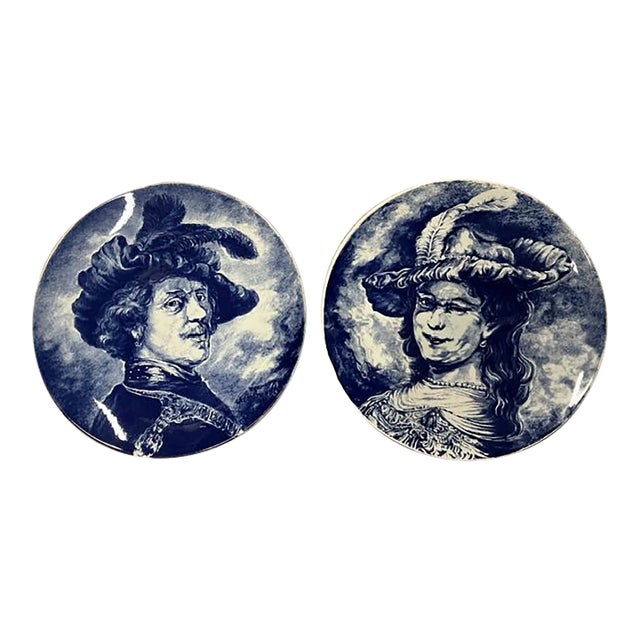1950s His and Hers Delft Plates - a Pair For Sale